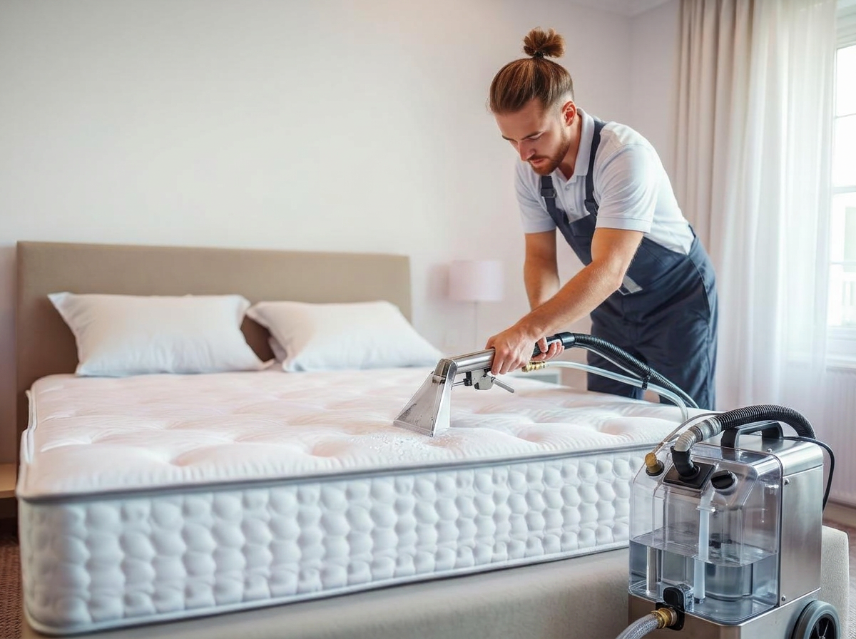 Mattress cleaning and sanitizing service in the Lower Mainland BC using a Ninja eSteam 200 extractor